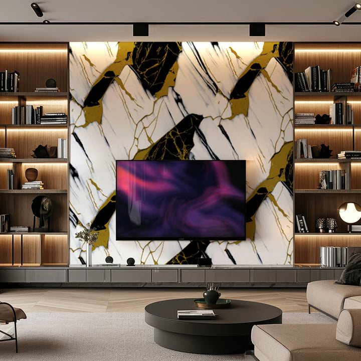 Oblique Noir Marble Durable PVC Wall