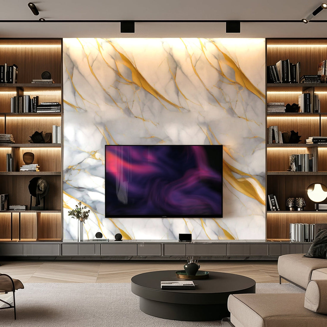 Golden Vein Marble Durable PVC Wall