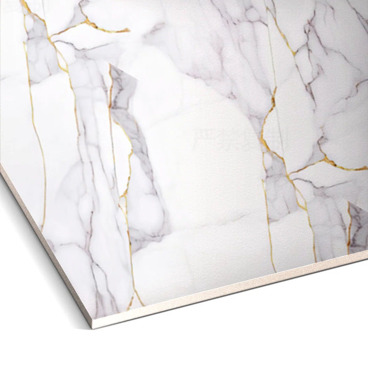 White Silk Vein Marble Durable PVC Wall
