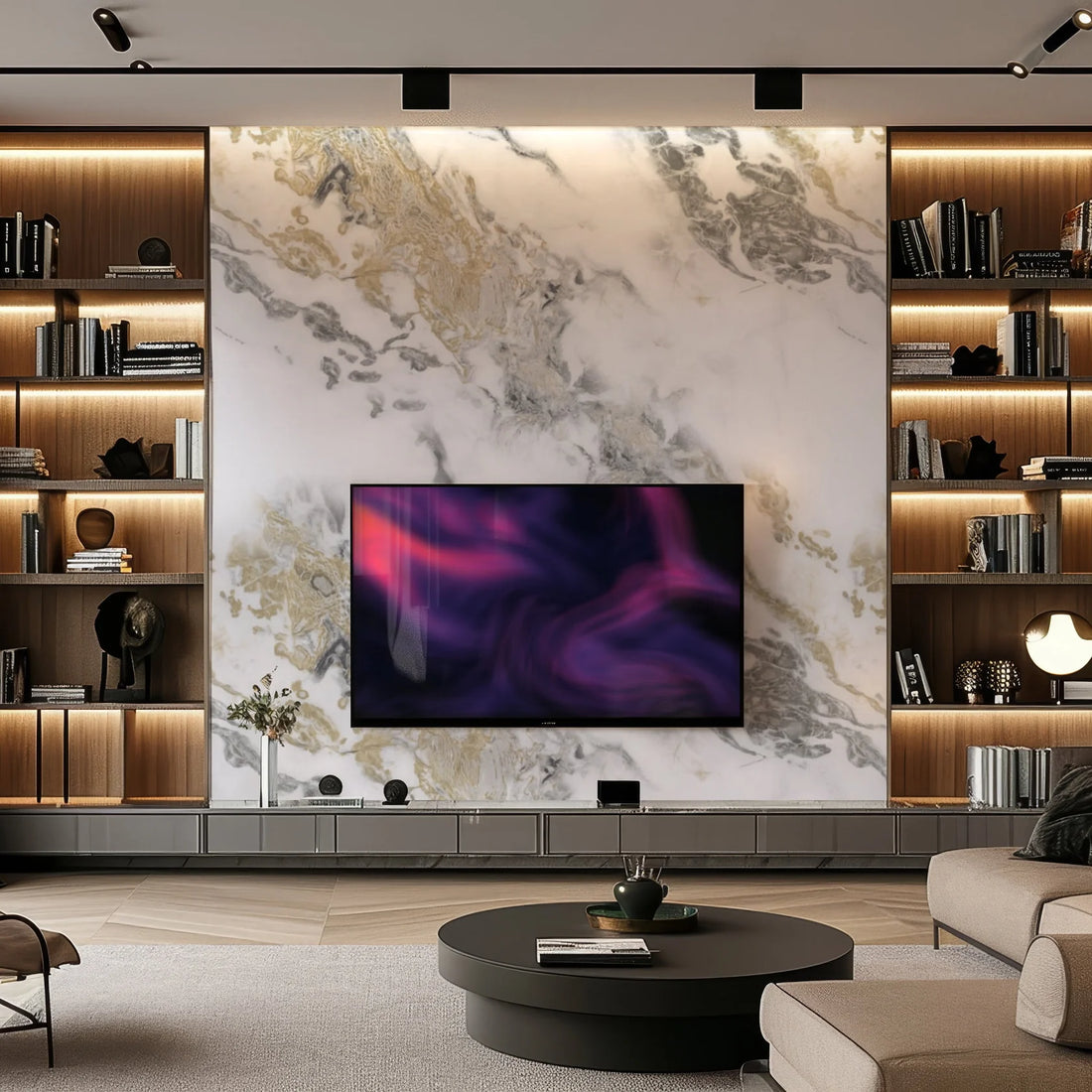 Golden Elegance Marble Durable PVC Wall
