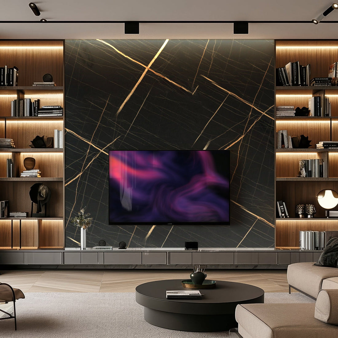 Midnight Gold Marble Durable PVC Wall
