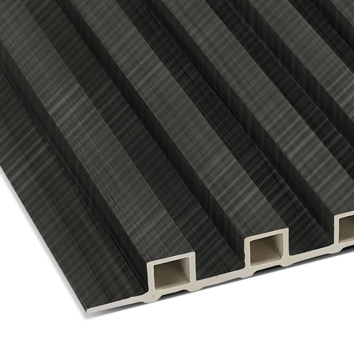 Carbon Black with Diagonal Texture WPC Fluted Slat Wall Panel