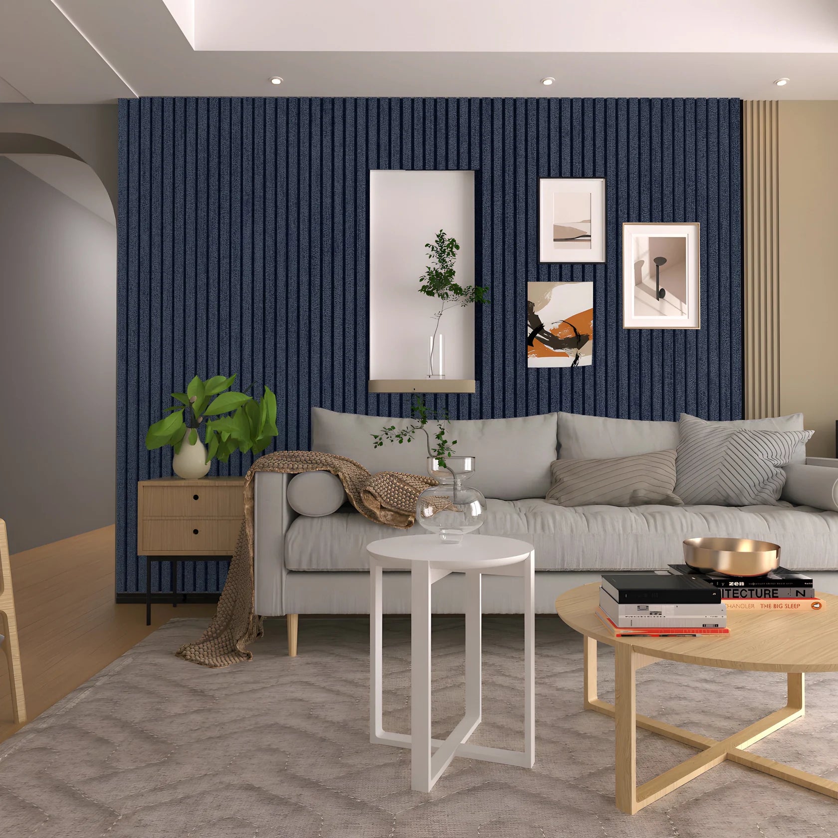 Navy Blue Frosted Effect Slat Wall Panel